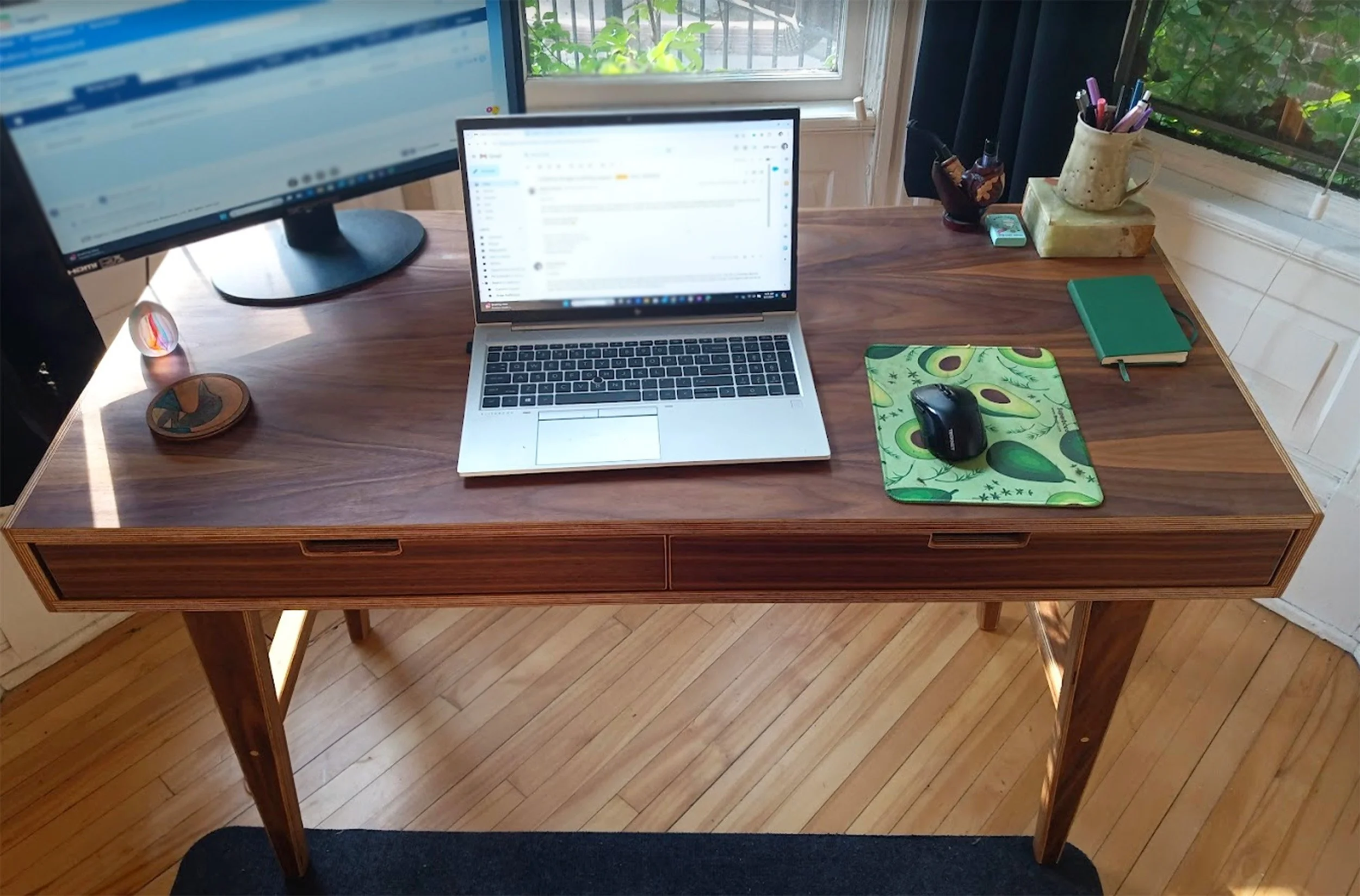 Handmade Wood Desk - Midcentury Modern Desk in Walnut or Maple